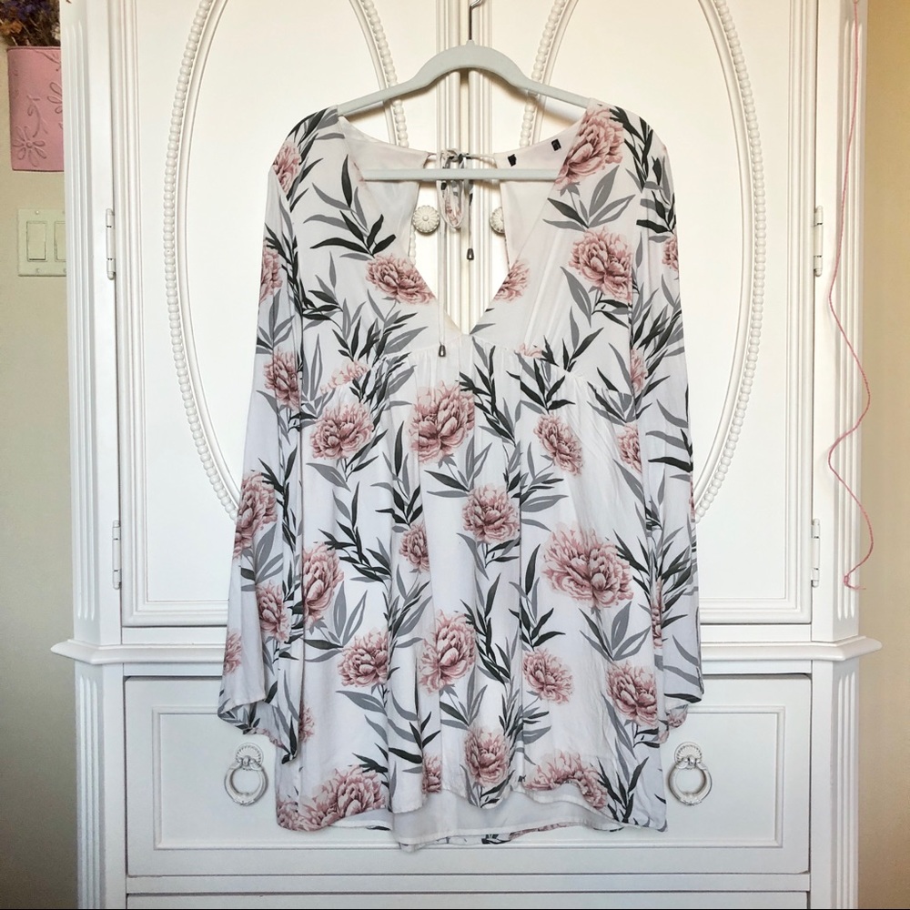 Forever 21 Boho Floral Plunging Mini Dress